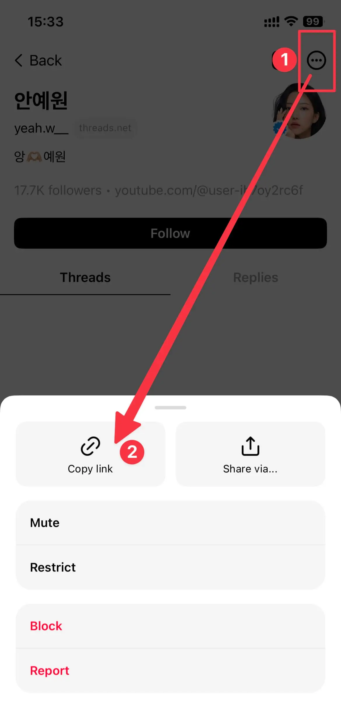 Instructions on how to download Threads profile picture